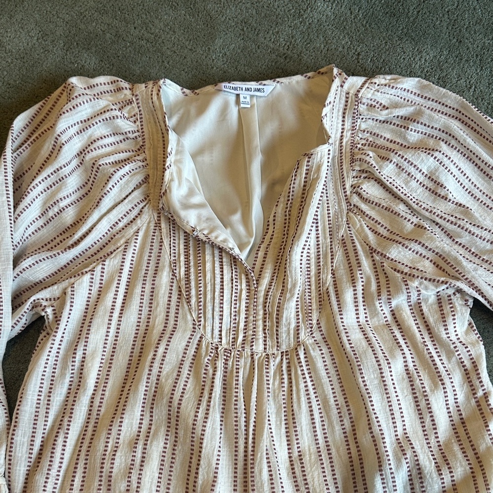 Elizabeth and James Women’s Cream and Burgundy Striped Dress - Picture 4 of 10